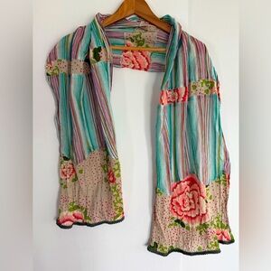 LITTLE JOURNEYS Floral and Striped Scarf